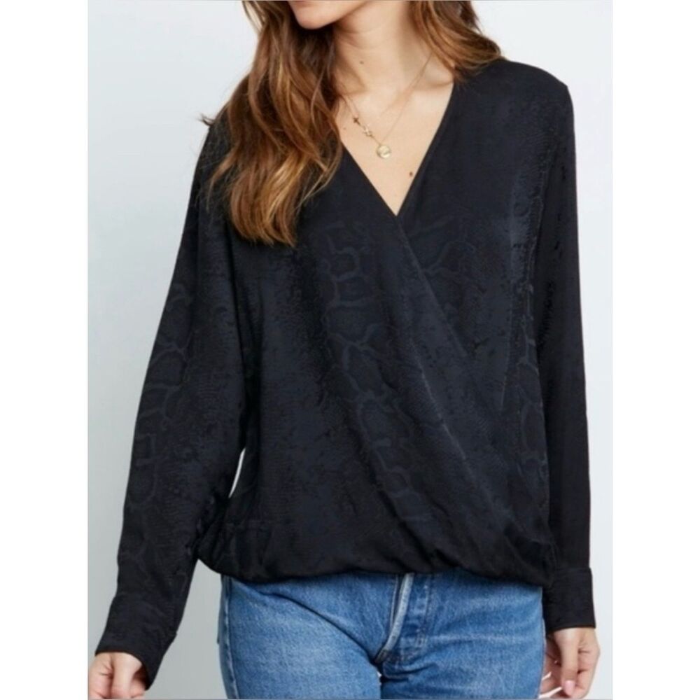 Rails Hillary Black Snake Jacquard Blouse